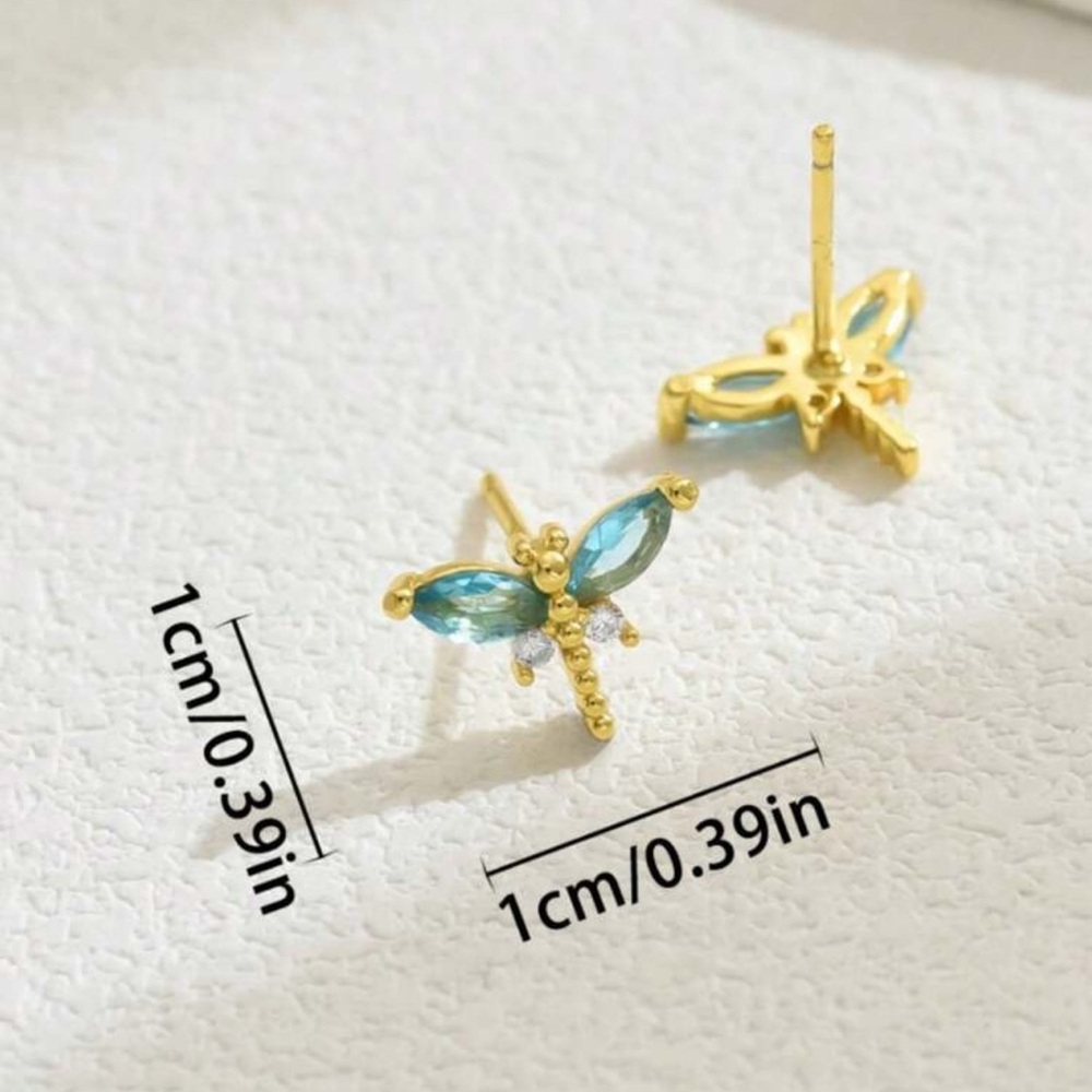 Charming Gold and Blue Butterfly Earrings - Picture 2 of 3